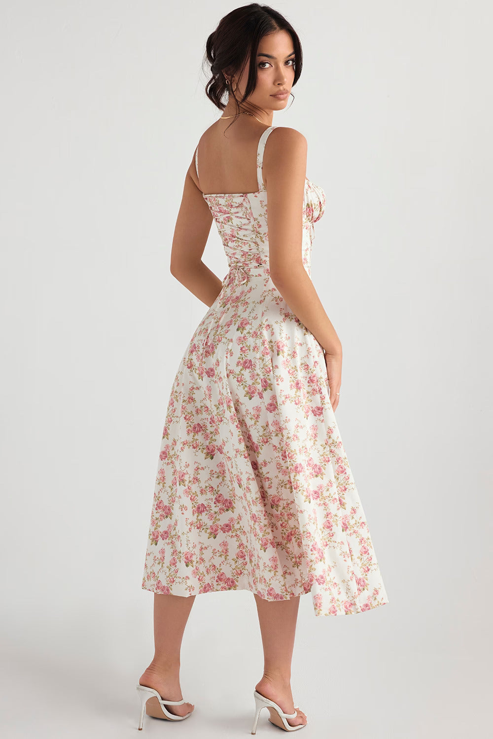 ROSE PRINT BUSTIER SUNDRESS